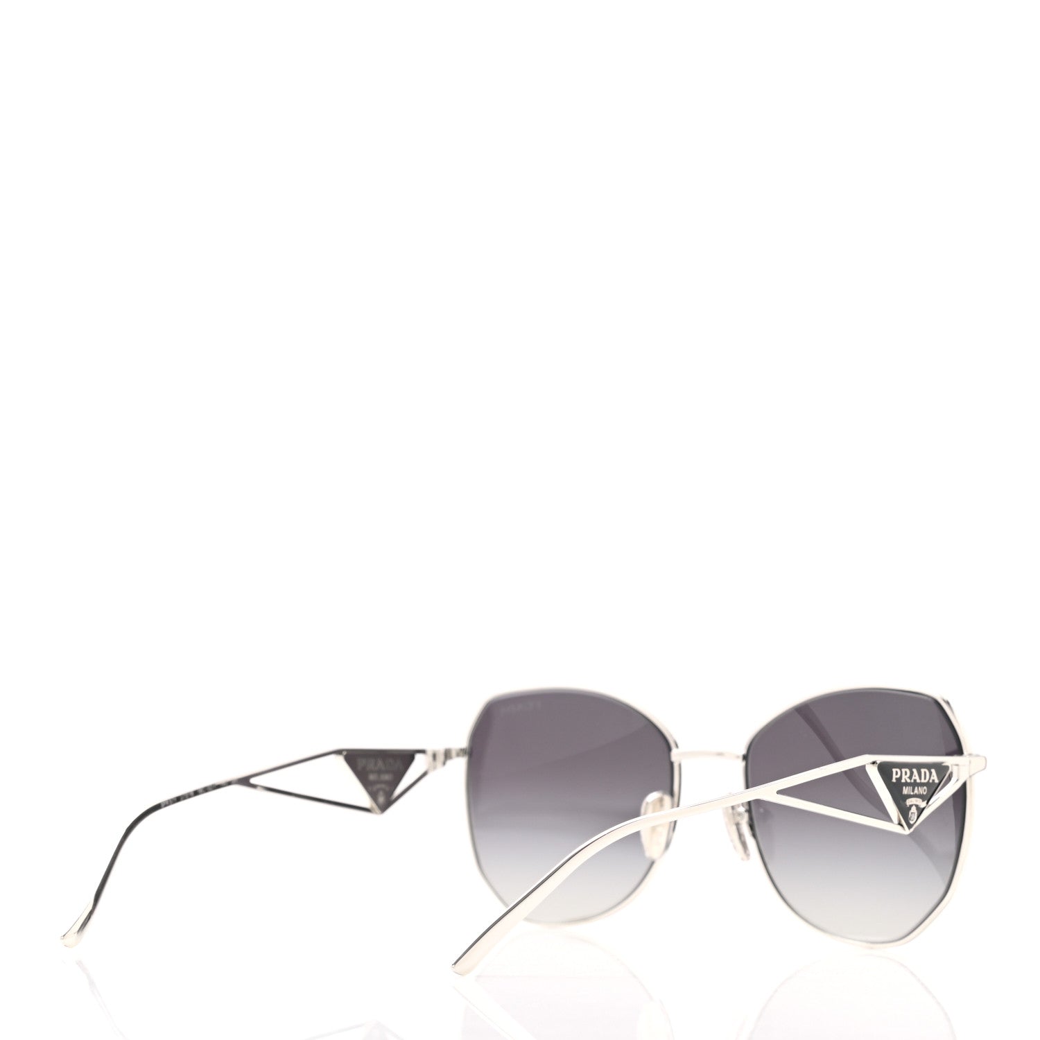 Prada Metal Symbole Triangle Logo Sunglasses SPR57Y Smoky Grey 4 of 9