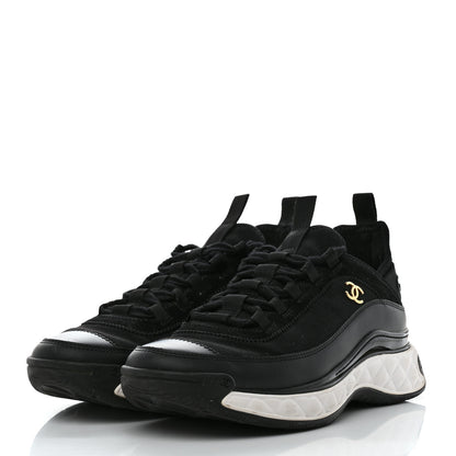 Chanel Velvet Calfskin Mixed Fibers CC Sneakers 39.5 Black 3 of 9