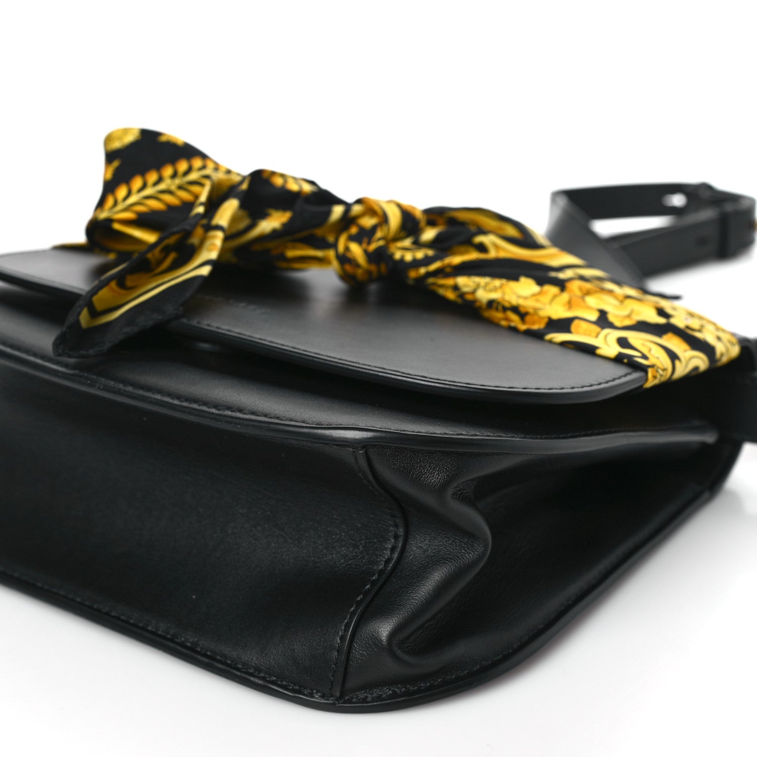 Versace Borsa Vitello Barocco Scarf Sash Shoulder Bag Black Multicolor 8 of 8