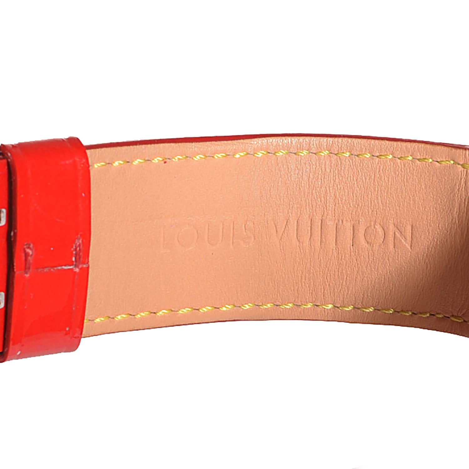 Louis Vuitton Stainless Steel Vernis Diamond Ruby Mother of Pearl 28mm Tambour Quartz Watch 6 of 9