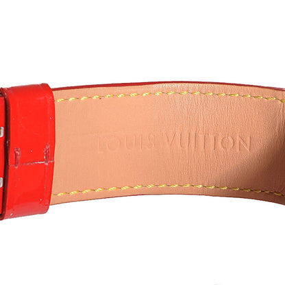 Louis Vuitton Stainless Steel Vernis Diamond Ruby Mother of Pearl 28mm Tambour Quartz Watch 6 of 9