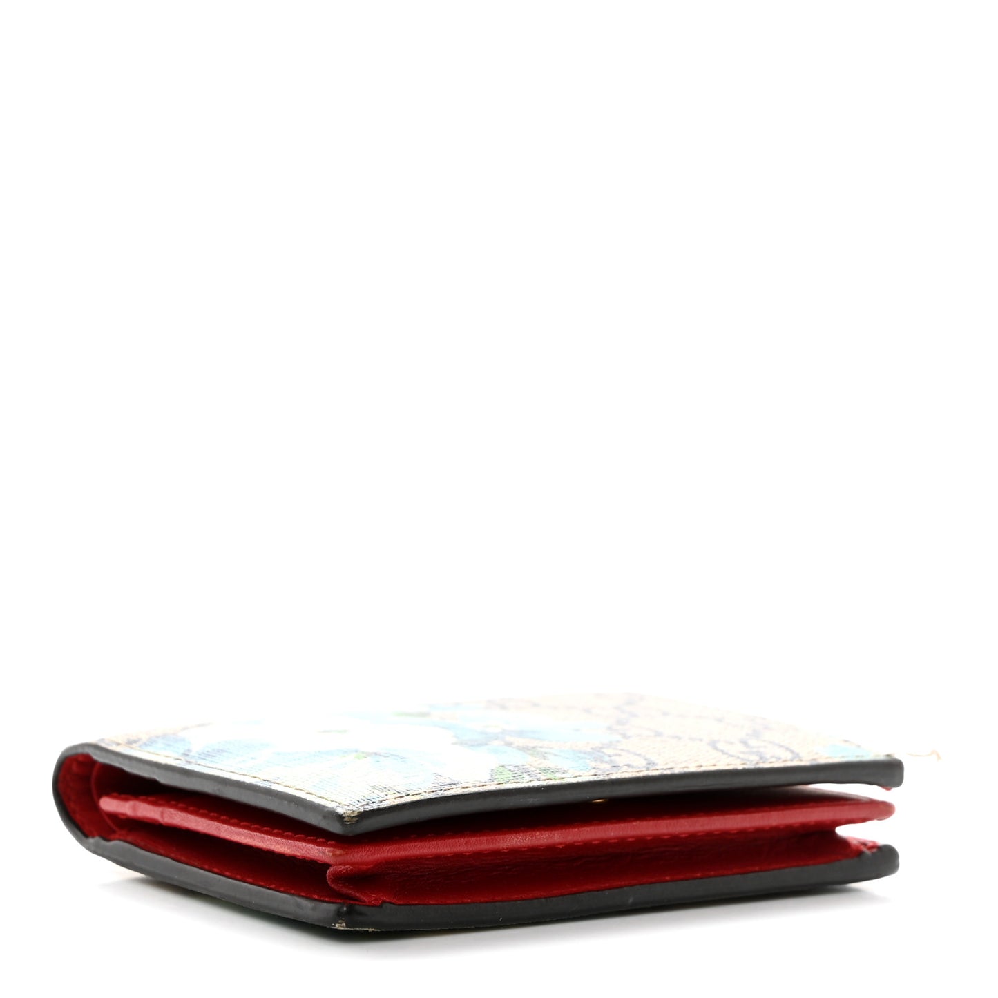 GG Supreme Monogram Blooms Card Case Wallet Beige Blue Navy Hibiscus Red