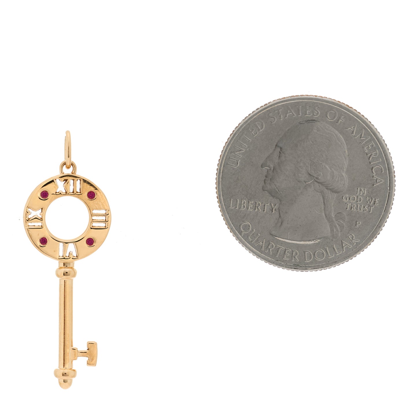 18K Rose Gold Ruby Atlas Pierced Key Pendant