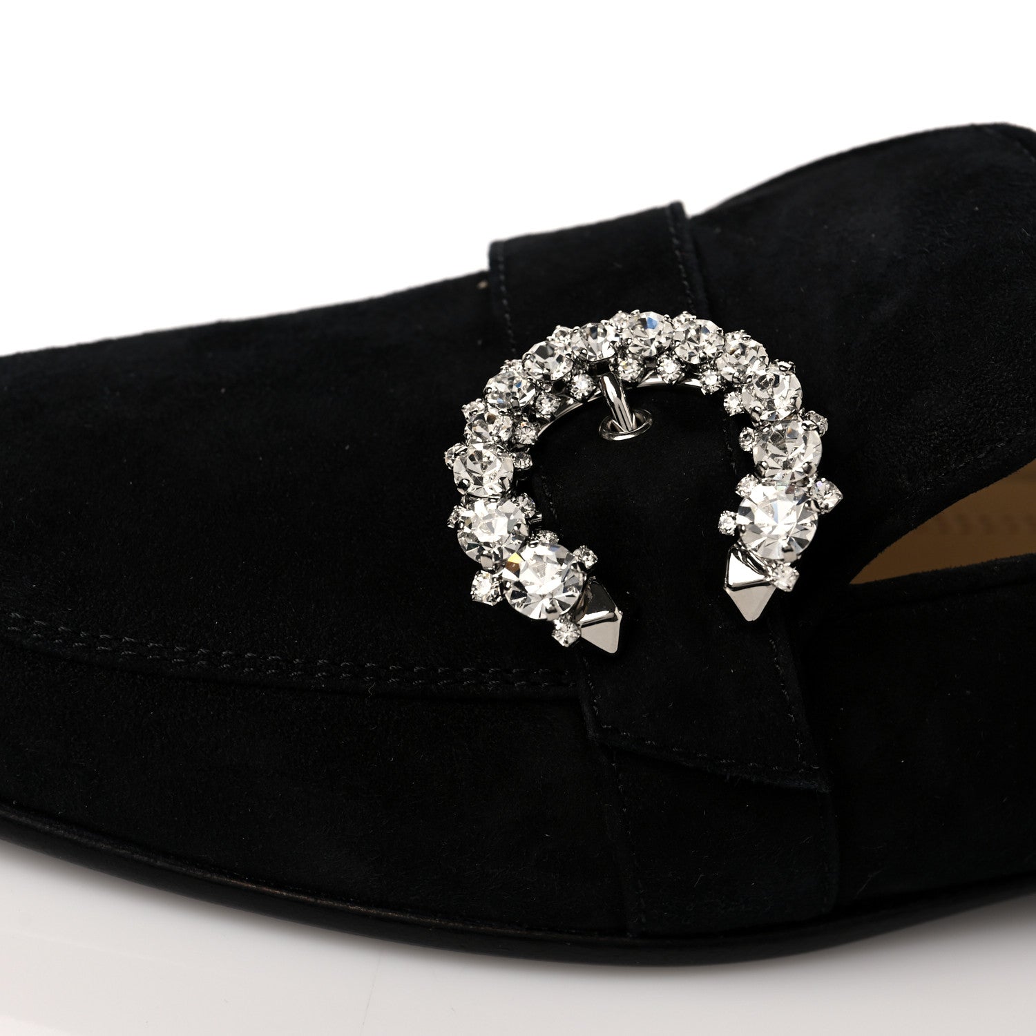 Jimmy Choo Suede Crystal Mani Flat Loafer 35 Black 11 of 12