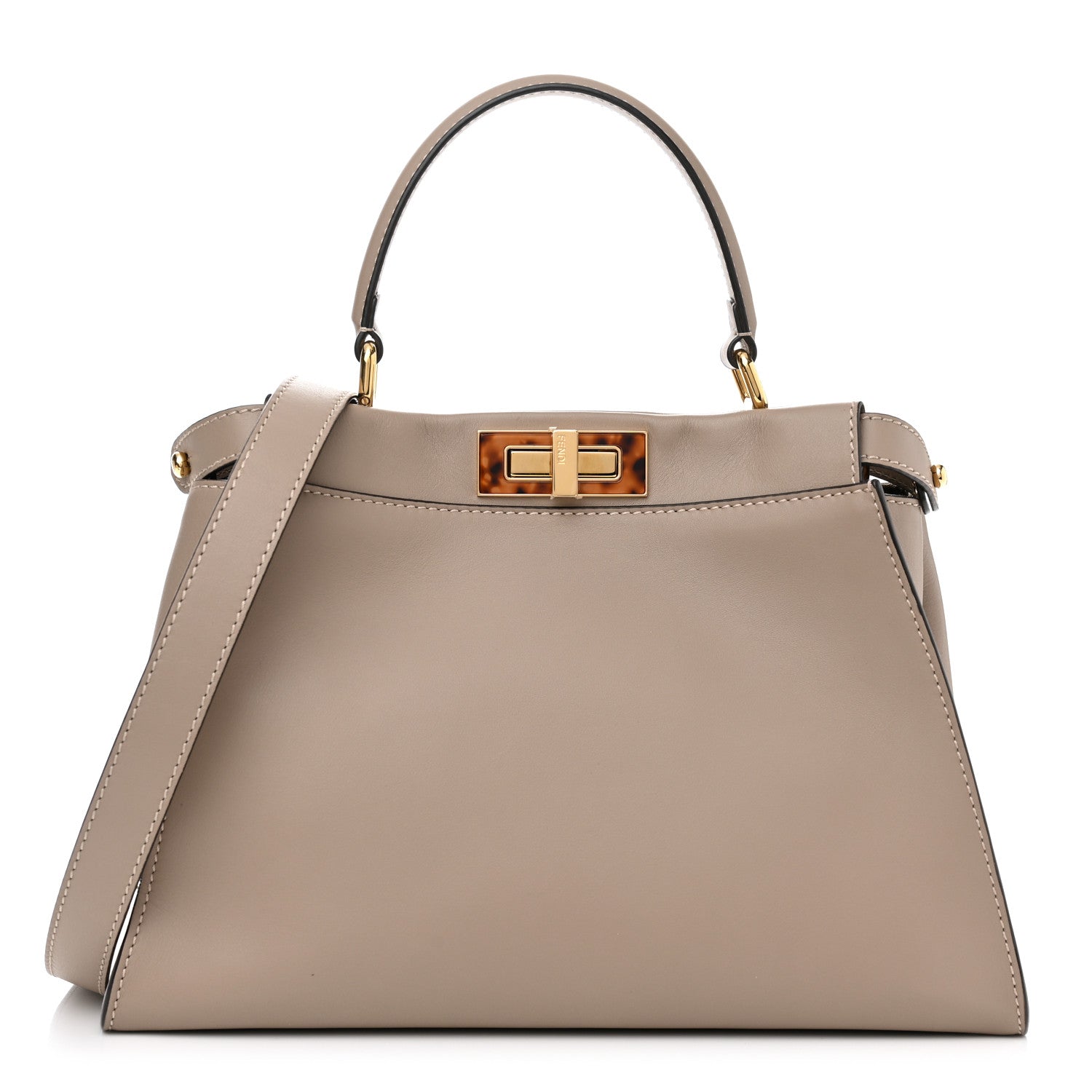 Fendi Vitello Seta Plexiglass Tortoise Medium Peekaboo Iconic Satchel Tortora 1 of 11
