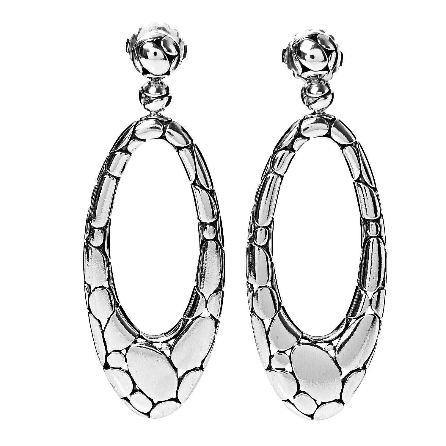 Louis Vuitton JOHN HARDY Sterling Silver Kali Oval Drop Earrings 1 of 4