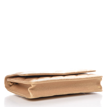 Chanel Pearly Caviar Quilted Wallet On Chain WOC Gold 4 of 9