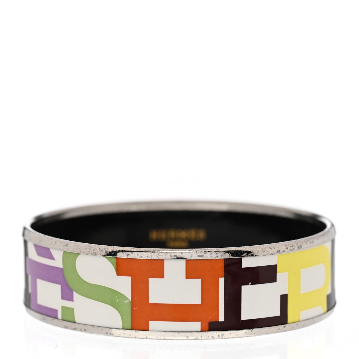 Enamel Wide Printed Capitales Bracelet 62
