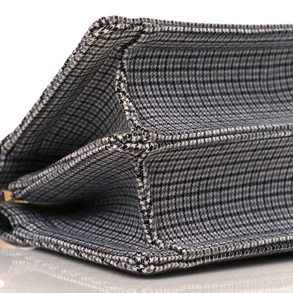 Fendi Wool Fabric Jacquard Cuoio Small Houndstooth FF 1974 Petite Peekaboo I SEE U Satchel Grey Black 8 of 8