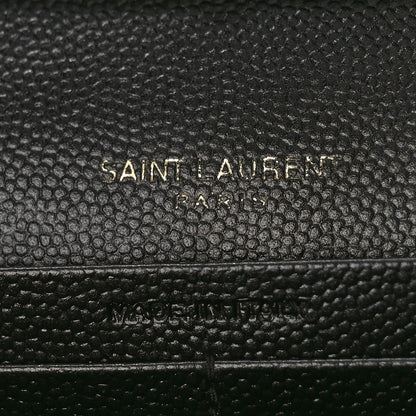 Saint Laurent Grain De Poudre Matelasse Chevron Monogram Chain Wallet Black 6 of 8
