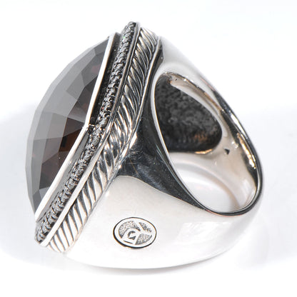 David Yurman Sterling Silver Diamond Smoky Quartz 11mm Albion Ring 52 6 3 of 6