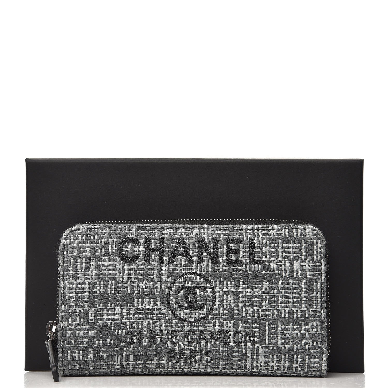Chanel Canvas Small Deauville Zip Around Wallet Grey 8 of 8