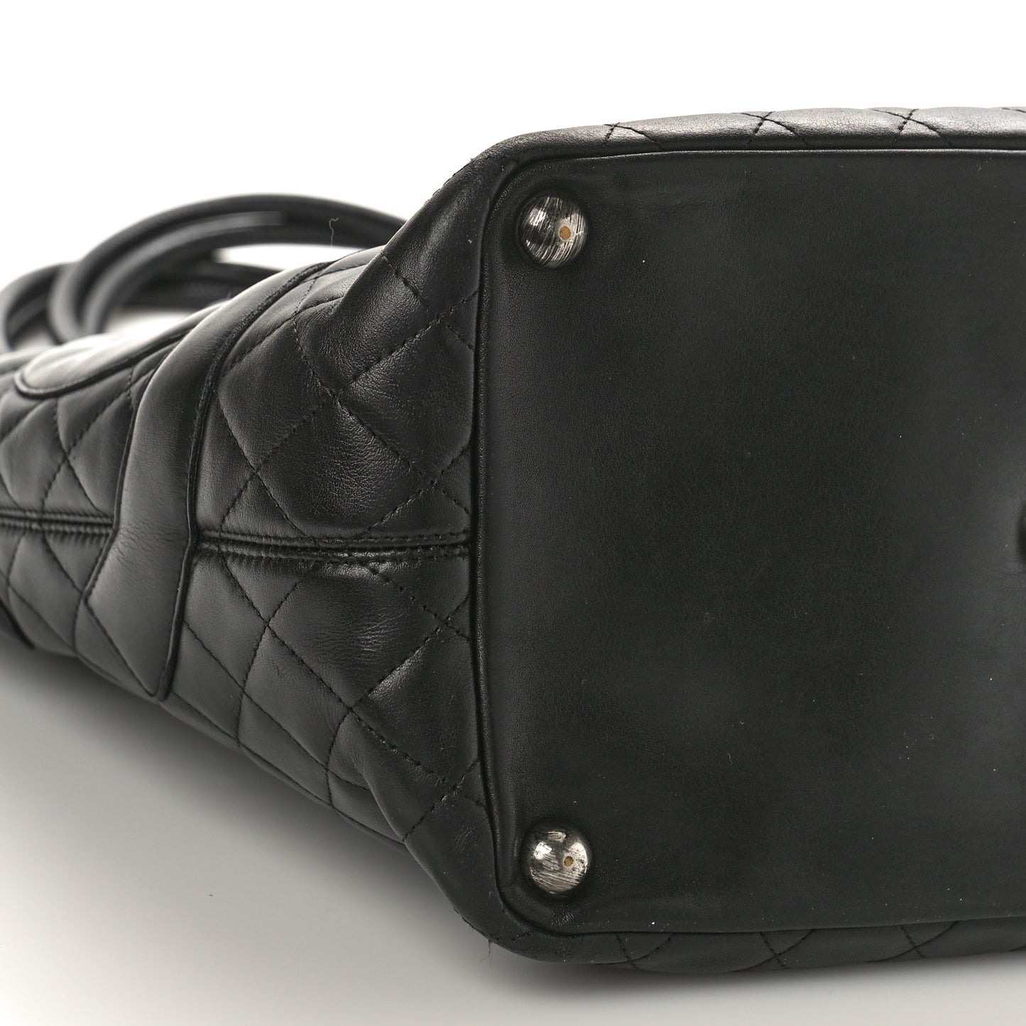 Calfskin Quilted Large Cambon Tote Black