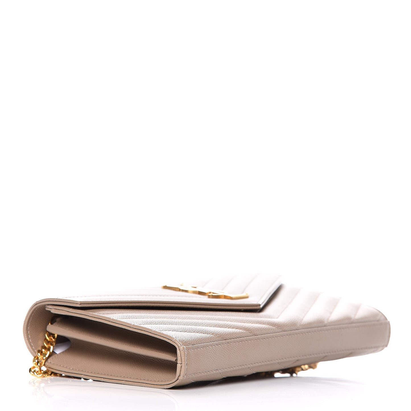 Grain De Poudre Matelasse Chevron Monogram Chain Wallet Dusty Grey