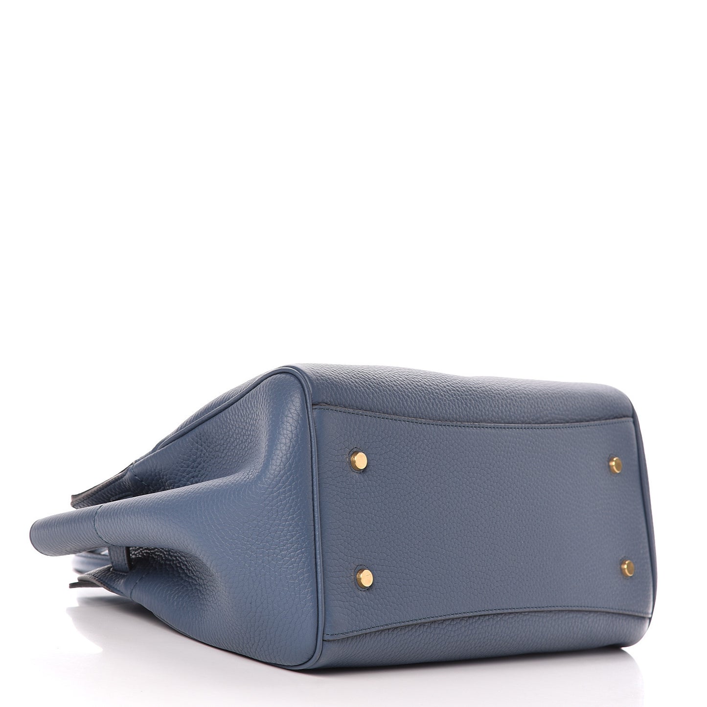Classic Grain Calfskin Belted Bayswater Tote Blue