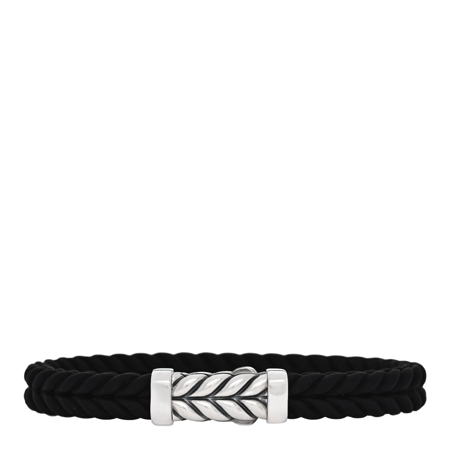 Sterling Silver Rubber 9mm Chevron Bracelet Black