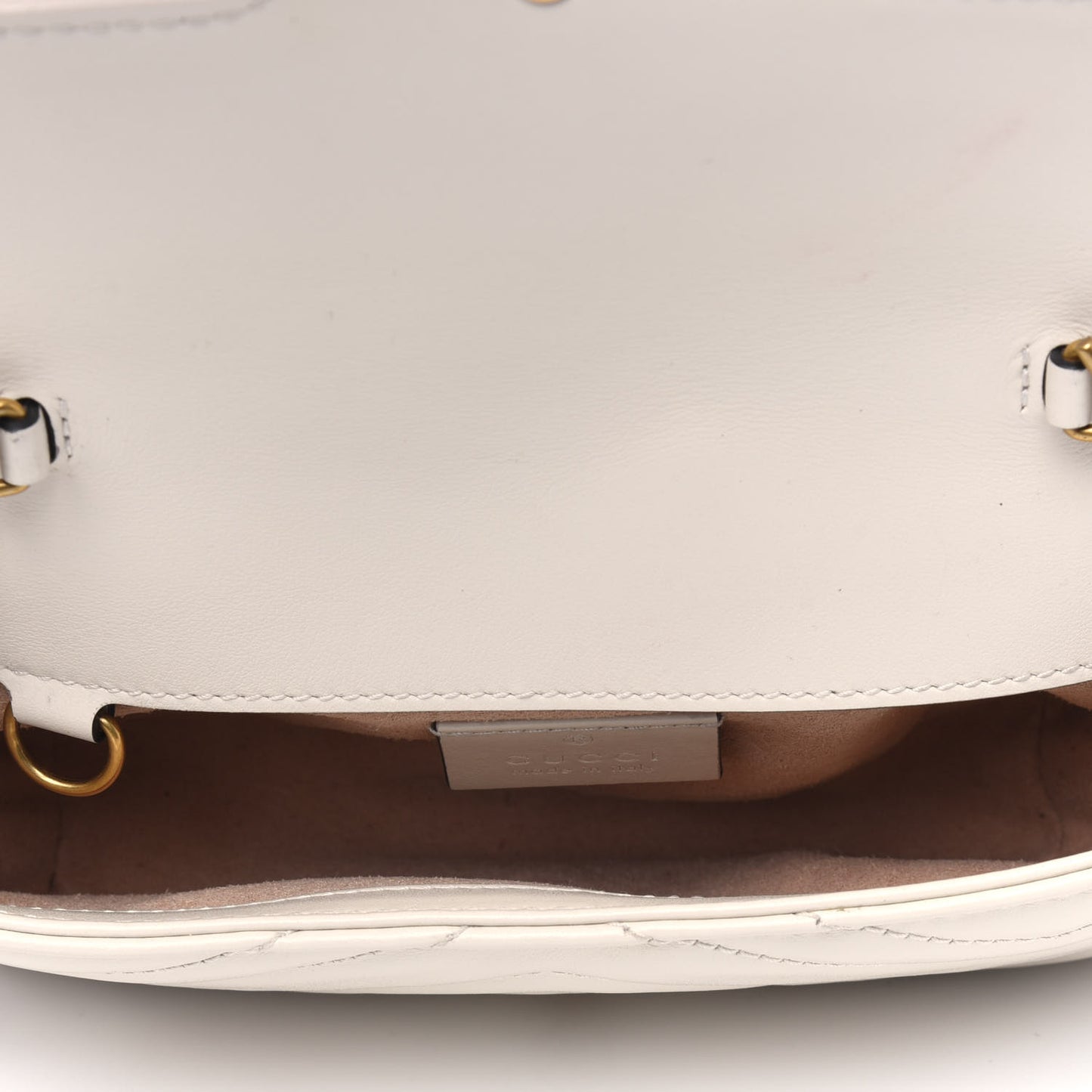 Calfskin Matelasse Super Mini GG Marmont Shoulder Bag White