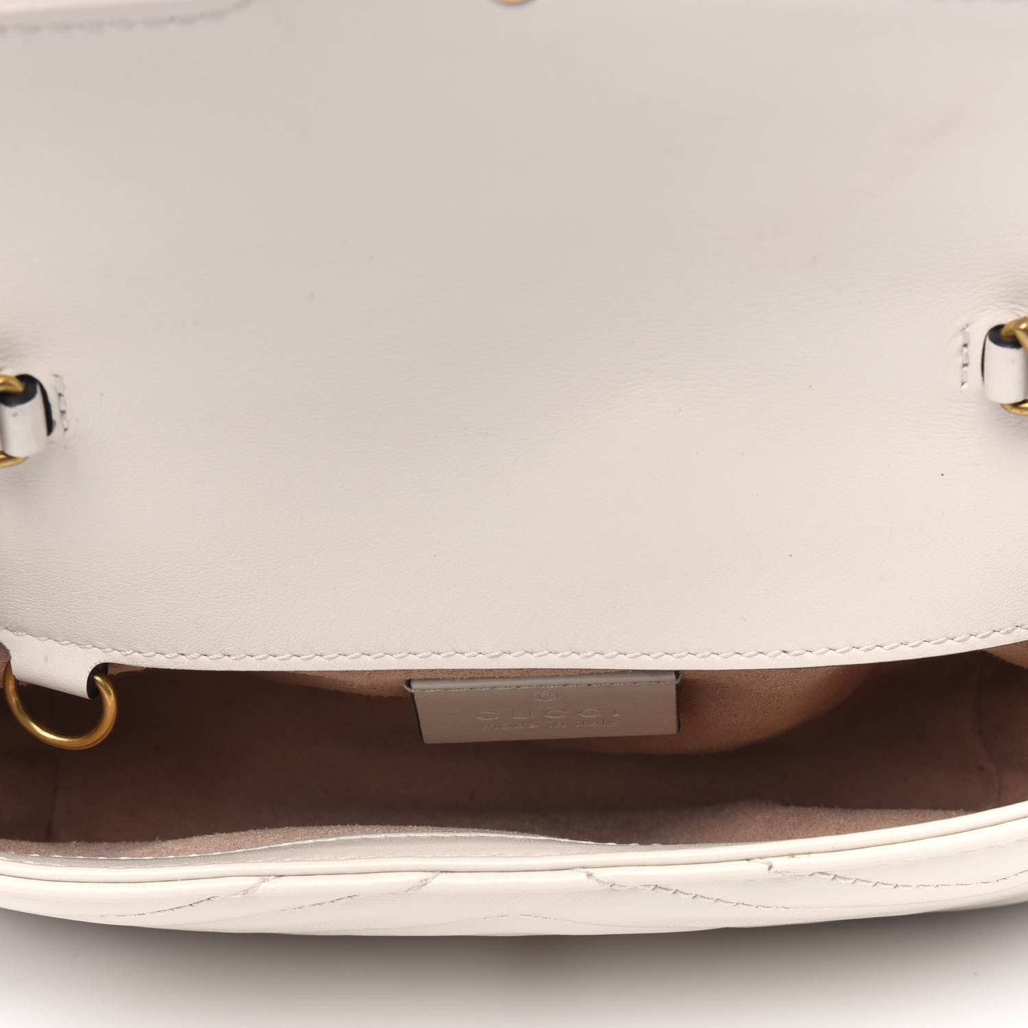 Gucci Calfskin Matelasse Super Mini GG Marmont Shoulder Bag White 4 of 6
