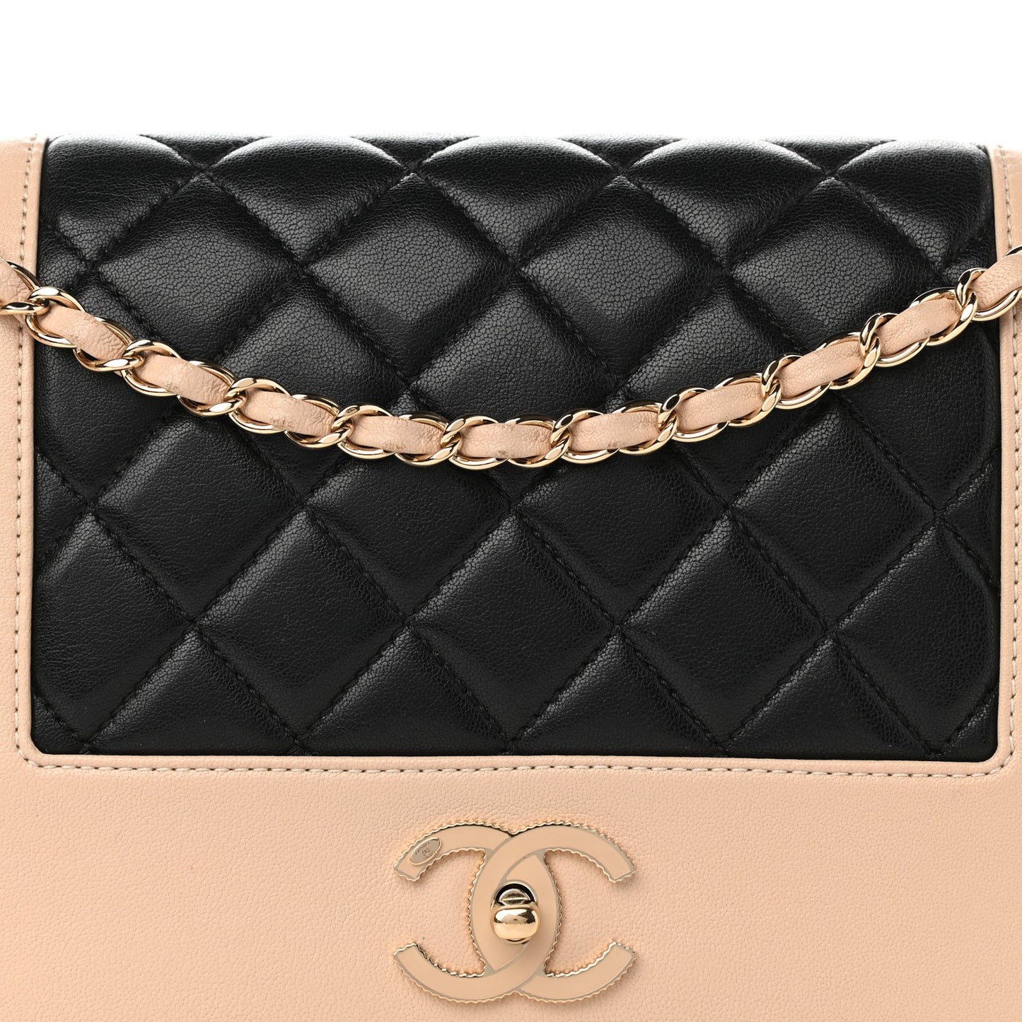 Sheepskin Quilted Vintage Mademoiselle Flap Beige Black