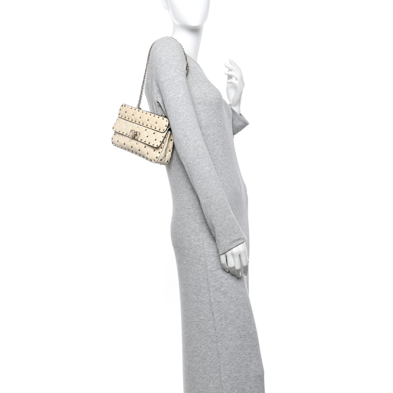 Valentino Garavani Nappa Small Rockstud Spike Shoulder Bag Light Ivory 2 of 12