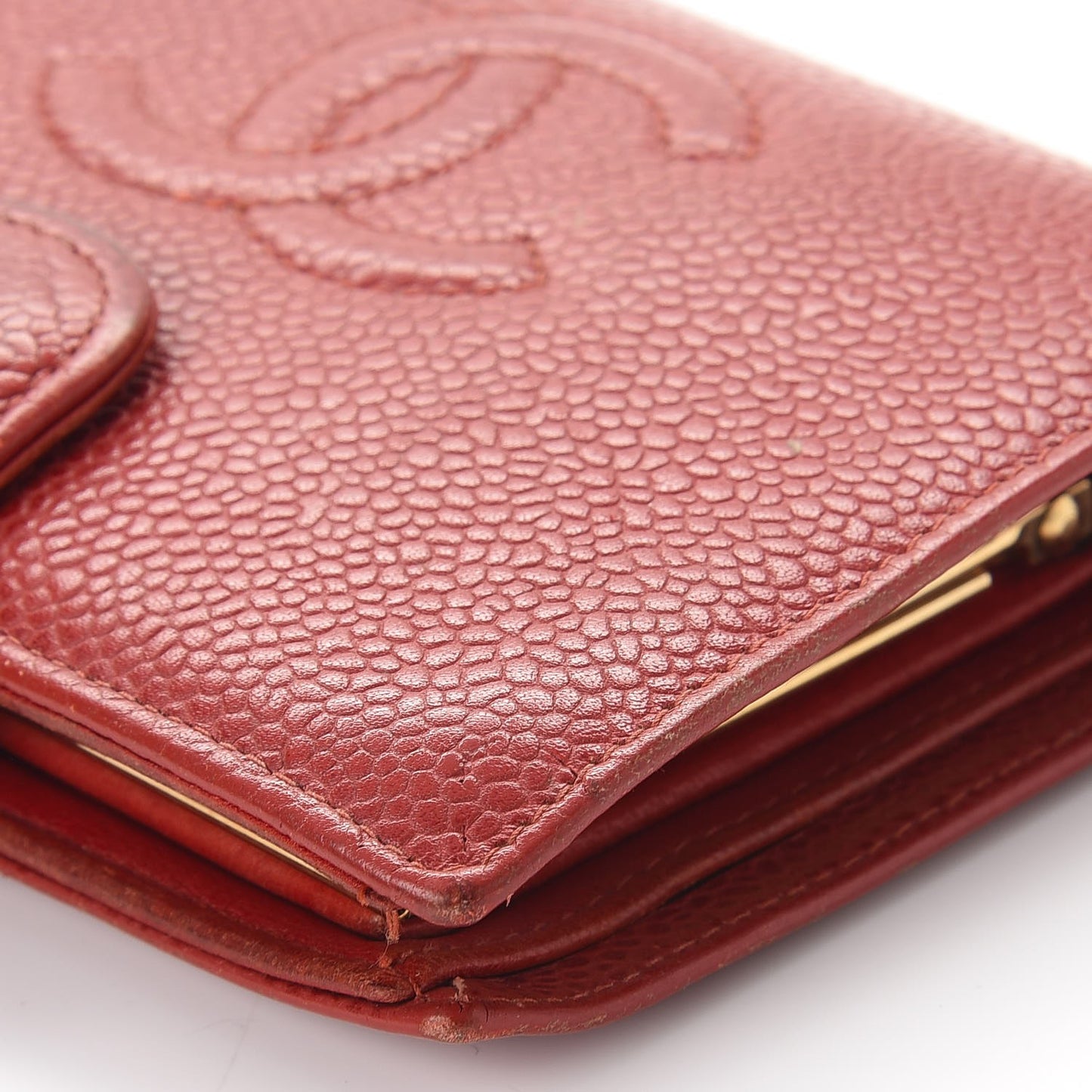 Caviar Timeless CC Compact French Wallet Red