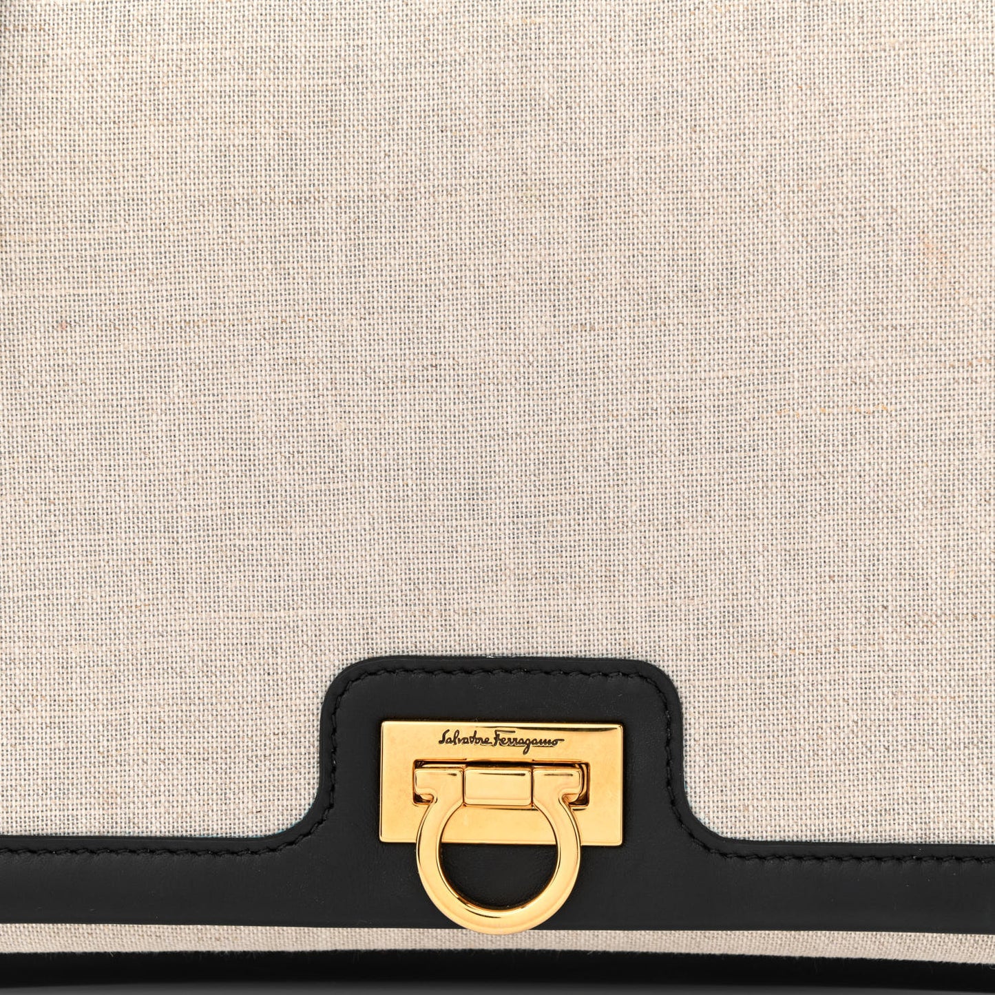 Calfskin Canvas Trifolio Crossbody Bag Black