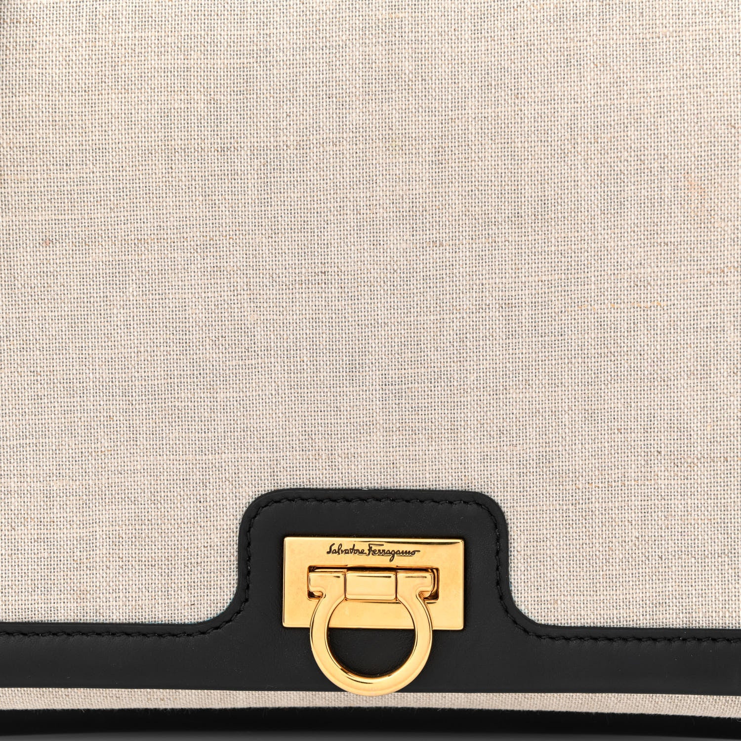 Salvatore Ferragamo Calfskin Canvas Trifolio Crossbody Bag Black 8 of 13
