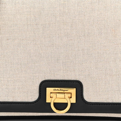 Salvatore Ferragamo Calfskin Canvas Trifolio Crossbody Bag Black 8 of 13