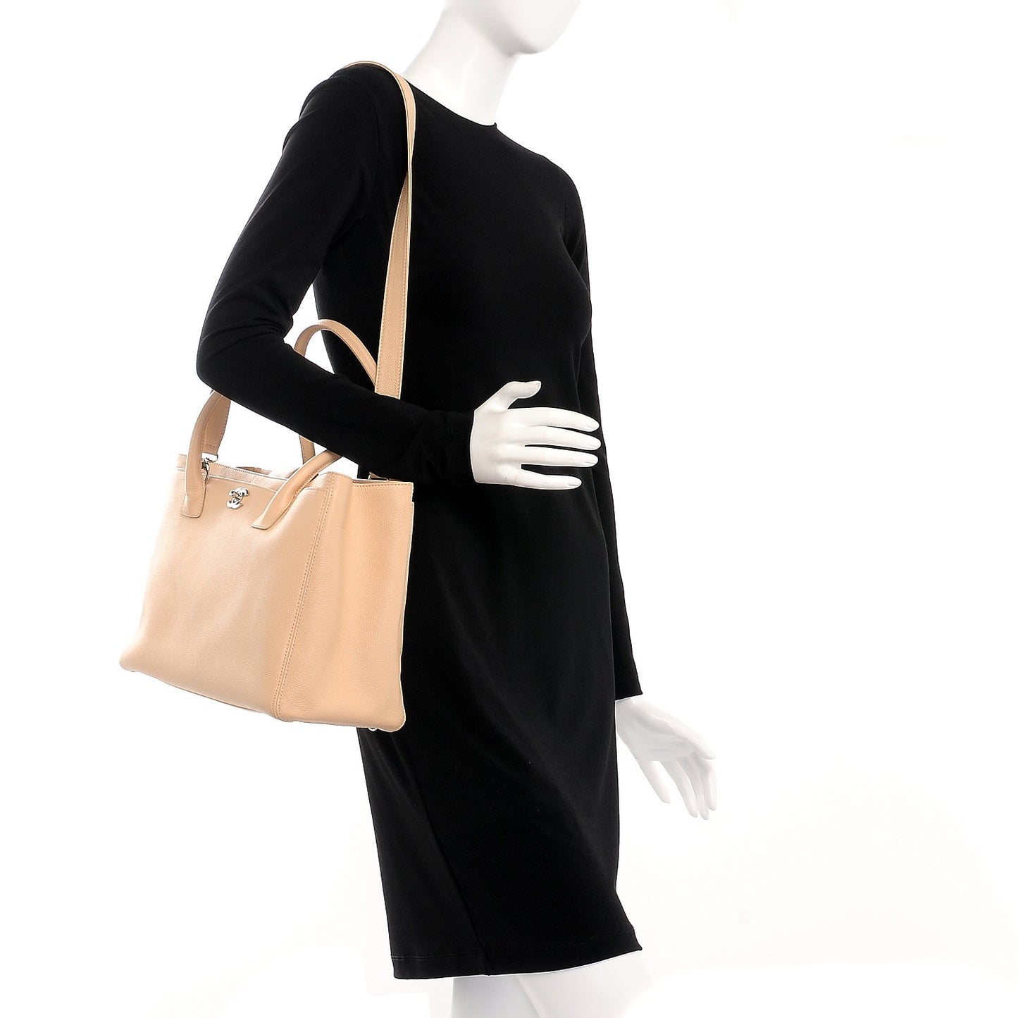Calfskin Cerf Executive Shopper Tote Beige Clair