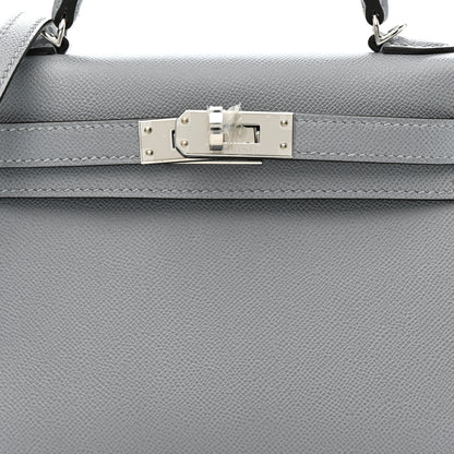 Hermes Madame Calfskin Mini Kelly Sellier 20 Gris Pantin 8 of 11