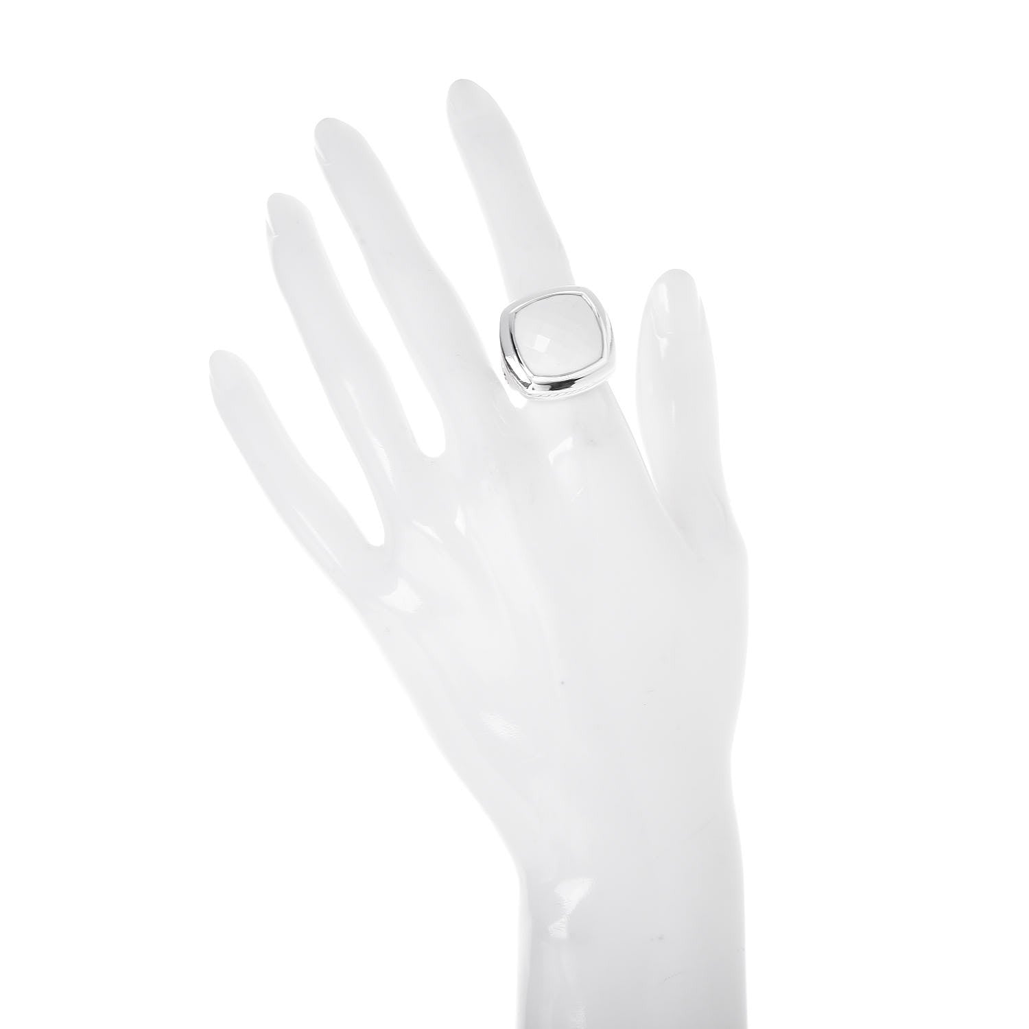 David Yurman Sterling Silver White Agate 16mm Albion Statement Ring 54 7 2 of 6