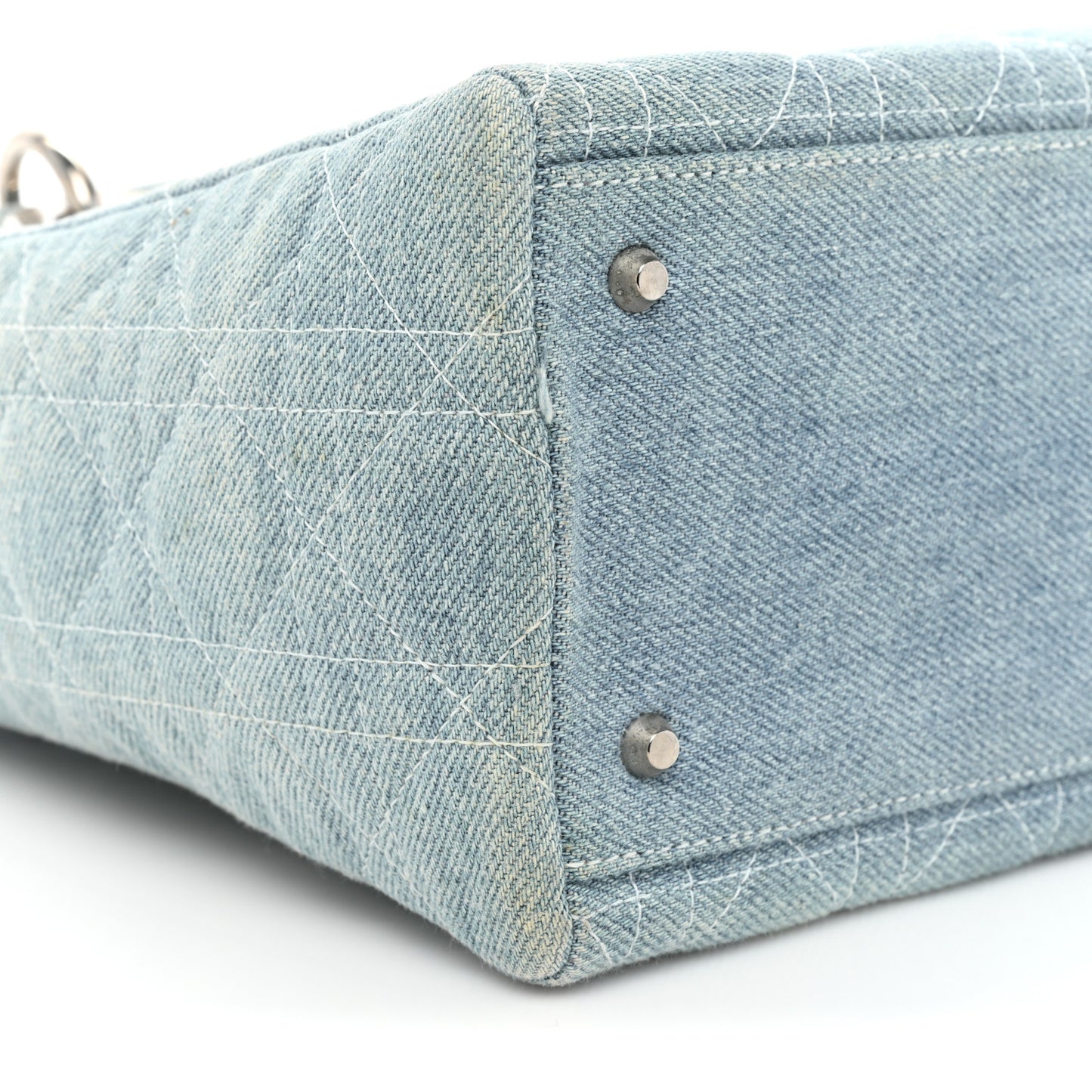 Denim Cannage Medium Lady Dior Light Blue