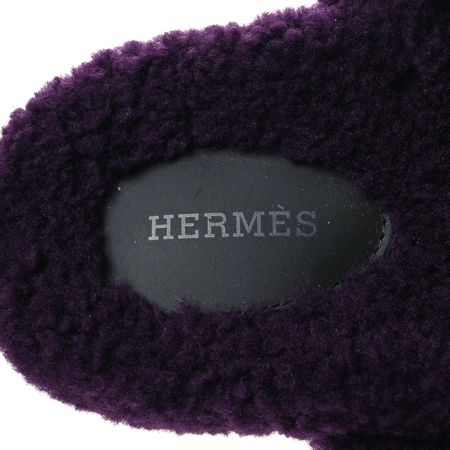 Hermes Woolskin Womens Chypre Sandals 37.5 Violet Fonce 7 of 7