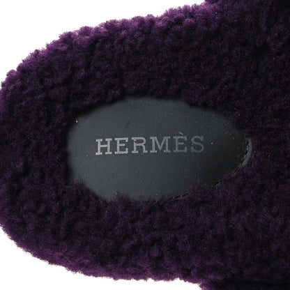 Hermes Woolskin Womens Chypre Sandals 37.5 Violet Fonce 7 of 7