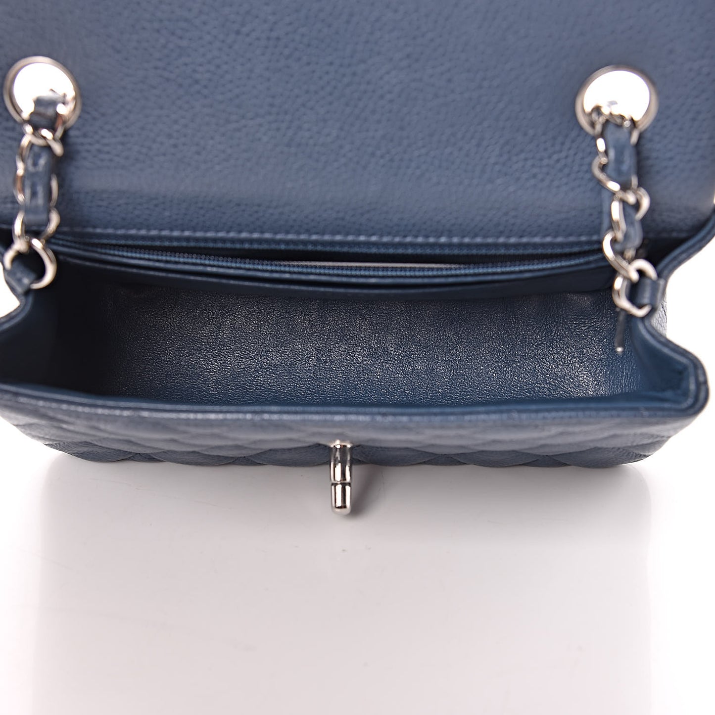Caviar Quilted Mini Rectangular Flap Blue