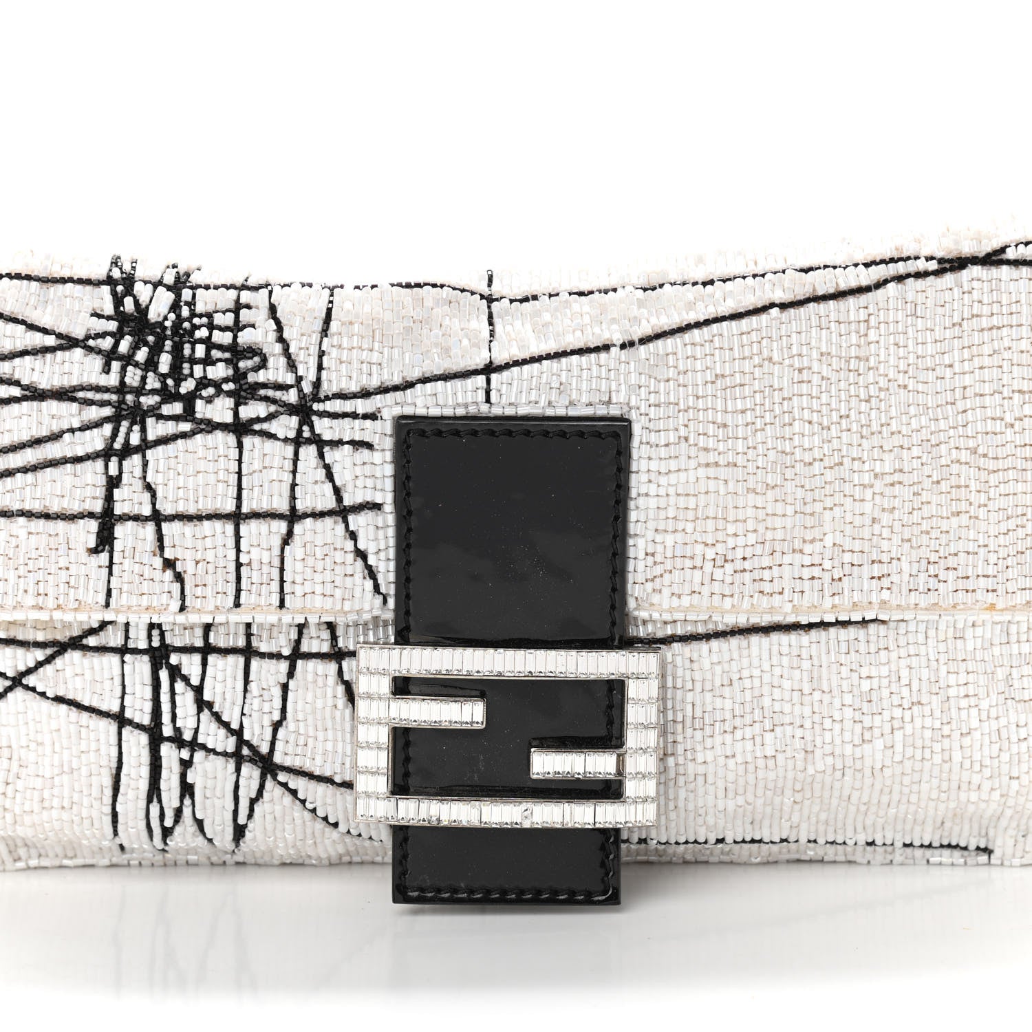 Fendi Beaded Baguette White Black 8 of 17