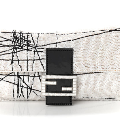 Fendi Beaded Baguette White Black 8 of 17