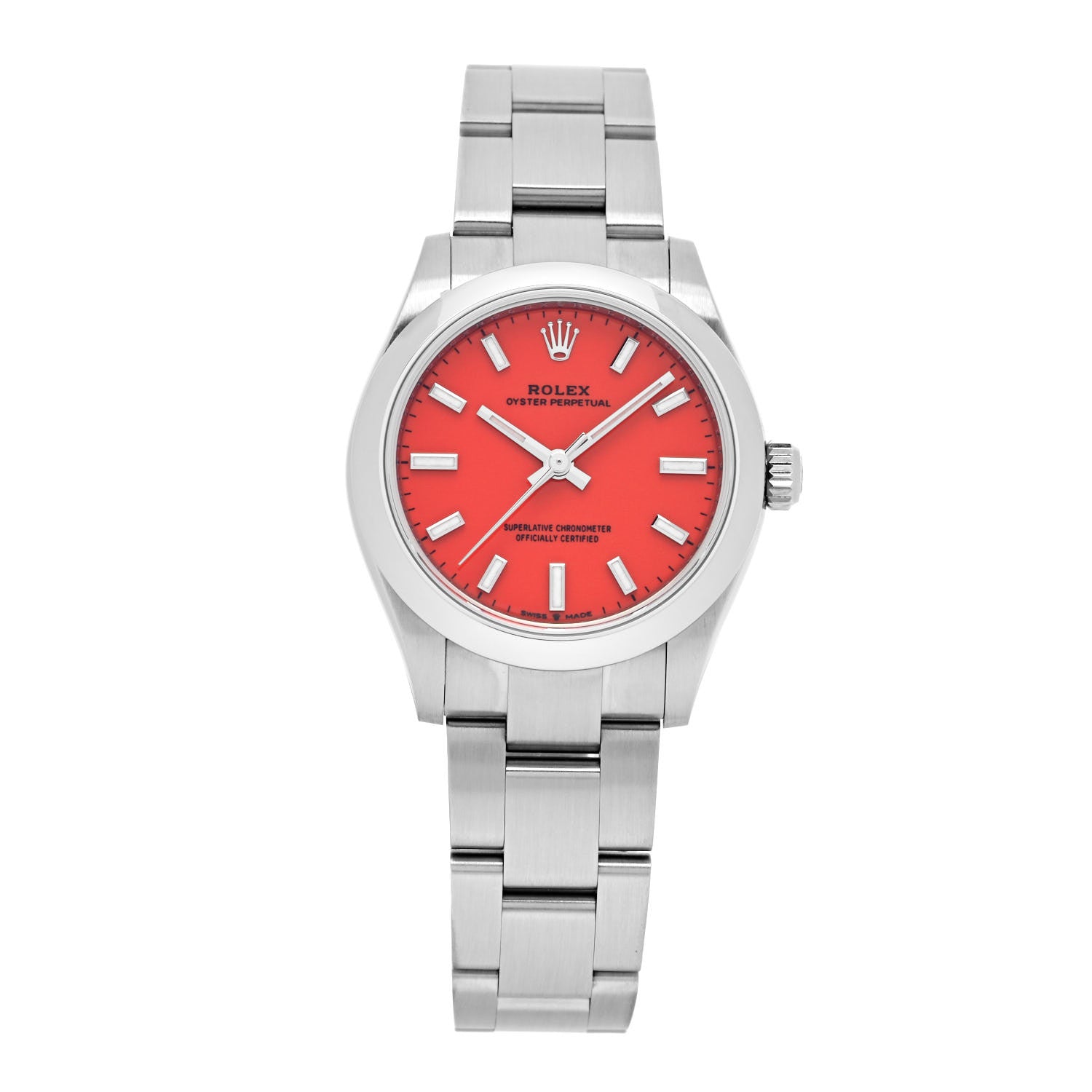 Rolex Stainless Steel 31mm Oyster Perpetual Watch Coral Red 277200 1 of 5