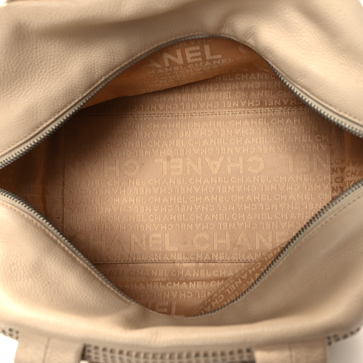 Chanel Caviar Perforated Bowler Beige 5 of 14
