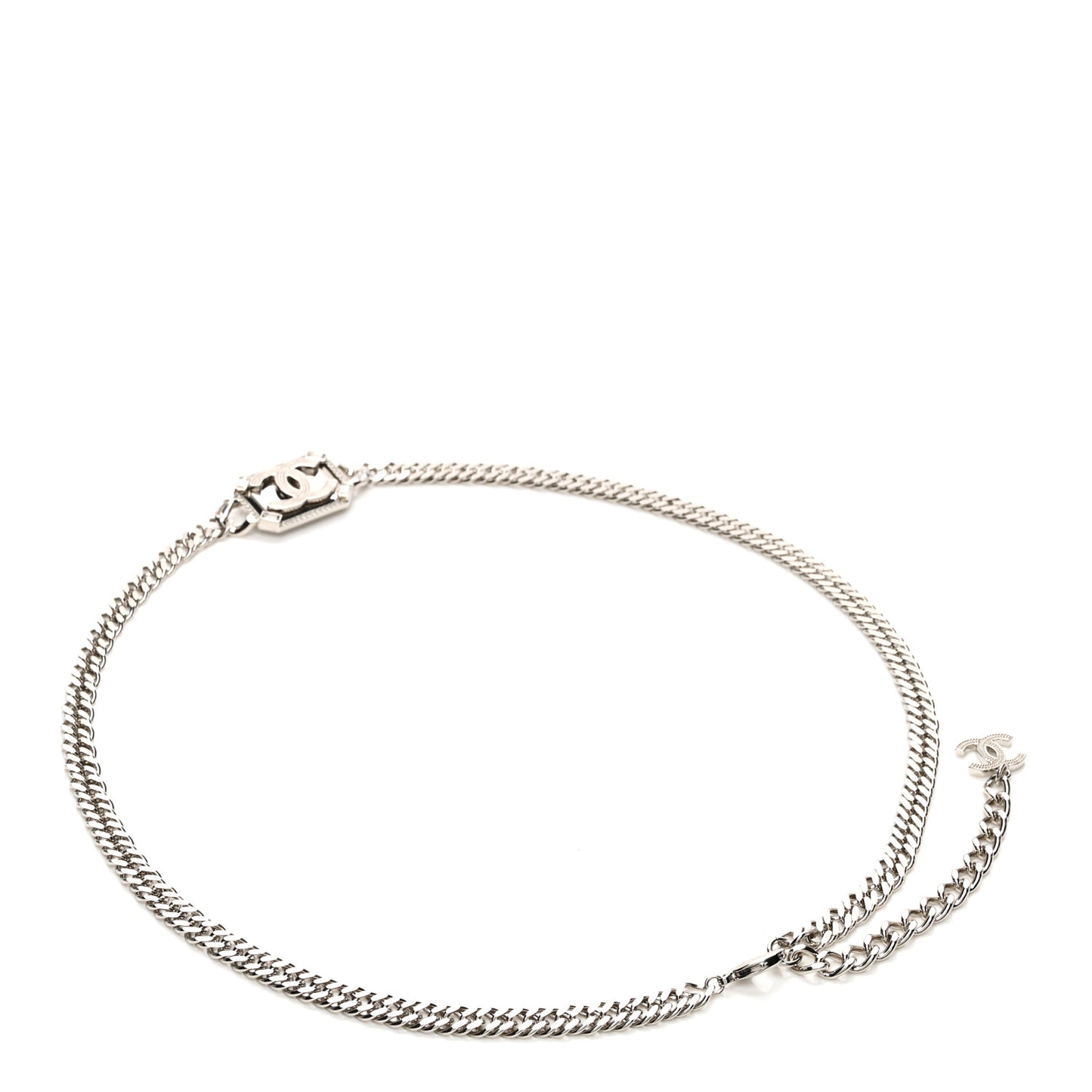Metal Crystal CC Vendome Chain Belt 75 Silver