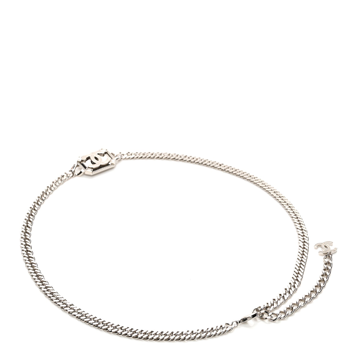 Chanel Metal Crystal CC Vendome Chain Belt 75 Silver 2 of 5