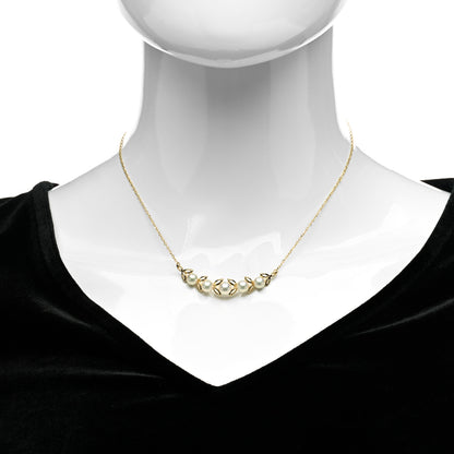 Mikimoto 18K Yellow Gold Akoya Pearl 5.5-6mm Leaf Pendant Necklace 2 of 6
