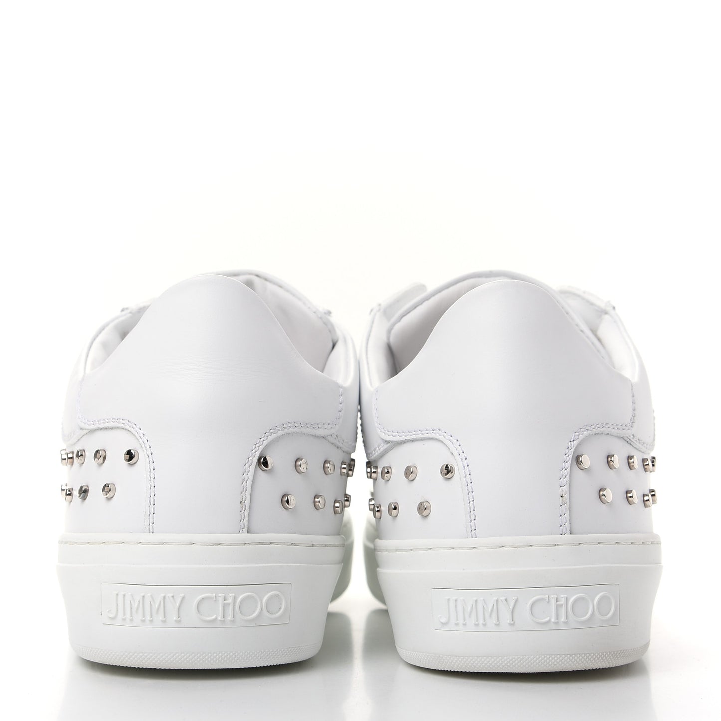 Calfskin Studded Mens Ace Sneakers 45 White Silver