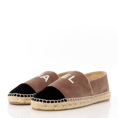 Chanel Velvet Logo Espadrilles 38 Beige Black 3 of 9