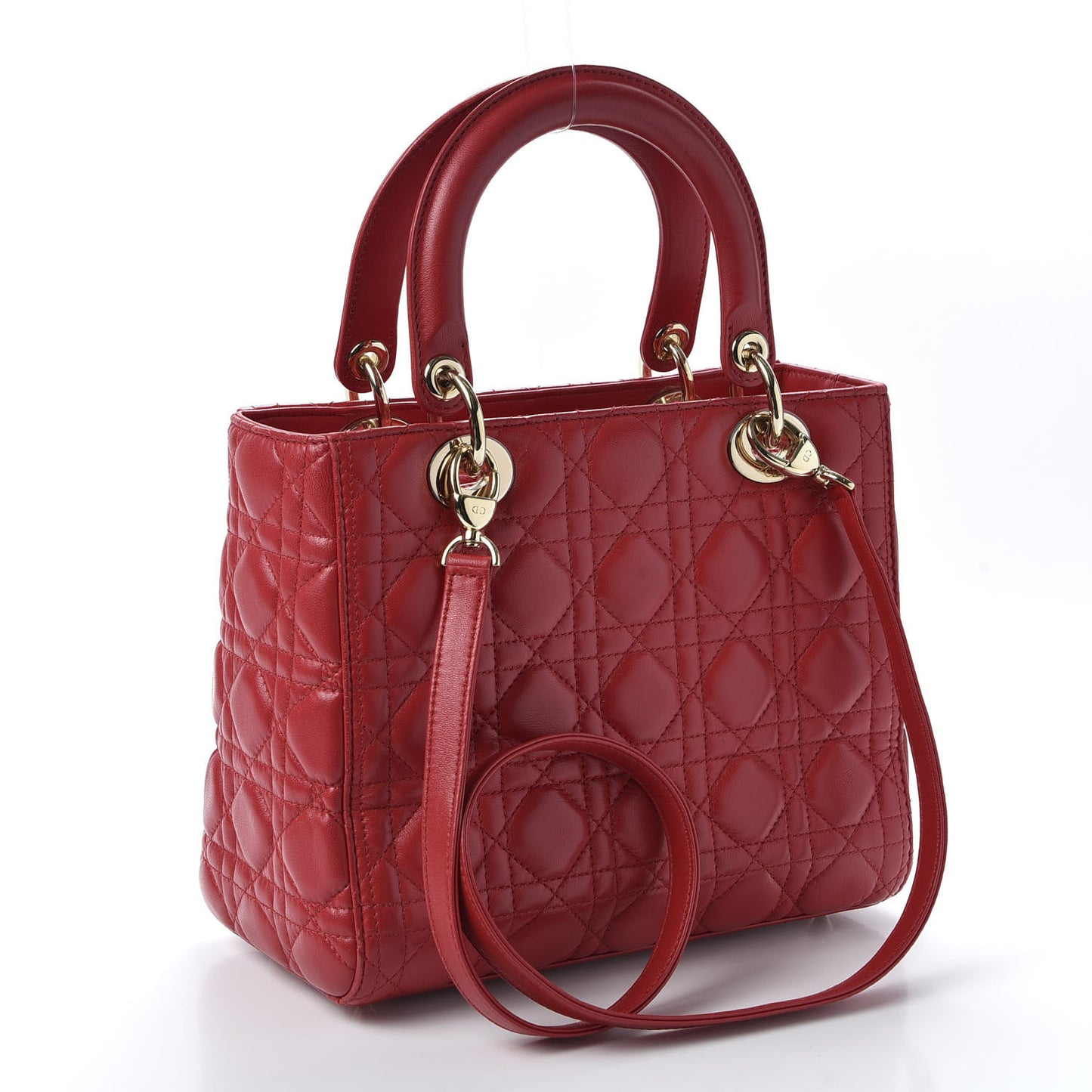 Lambskin Cannage Medium Lady Dior Red