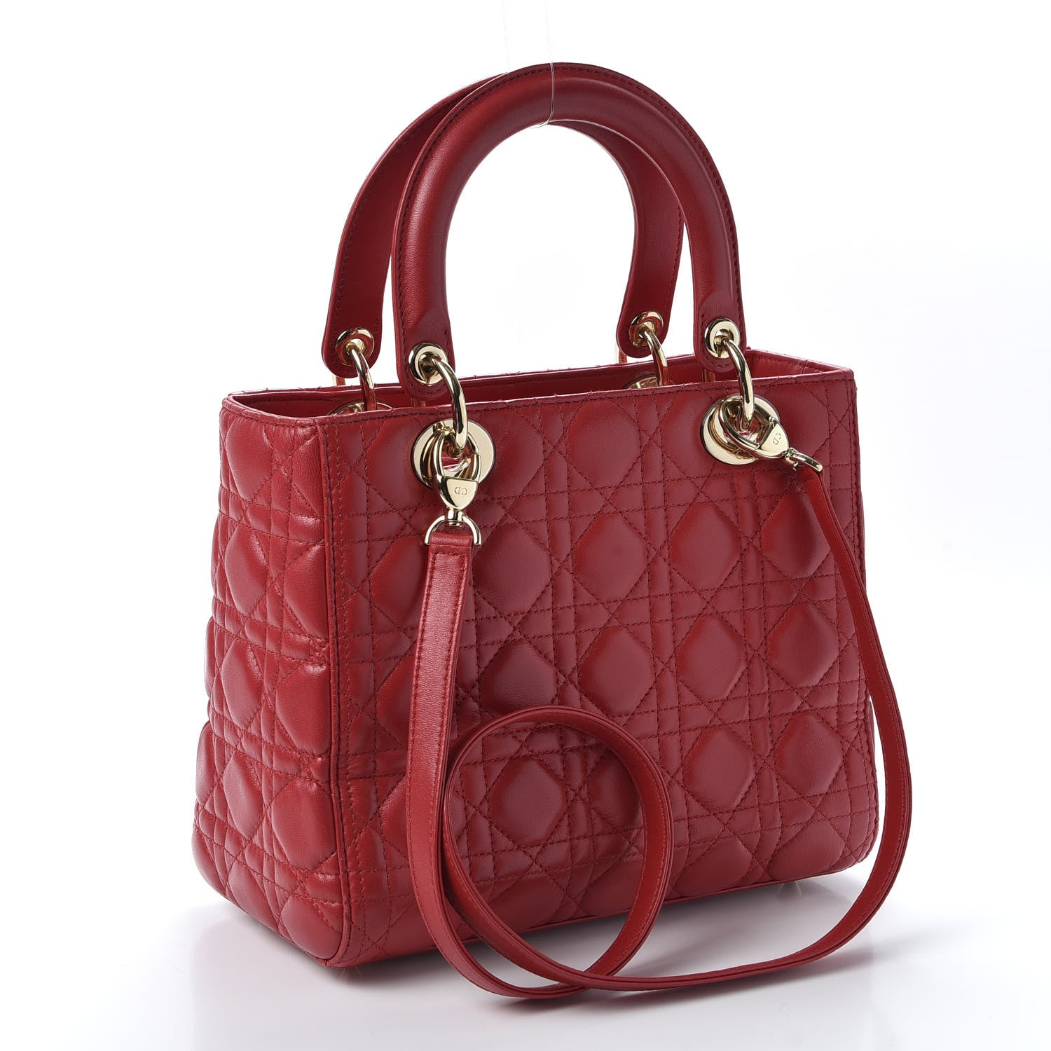 Christian Dior Lambskin Cannage Medium Lady Dior Red 2 of 10