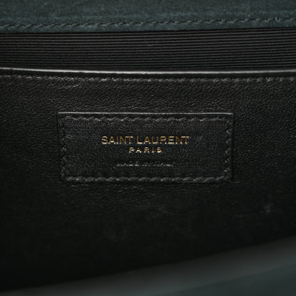 Saint Laurent Suede Mixed Matelasse Triquilt Medium Monogram Satchel Algae 6 of 13
