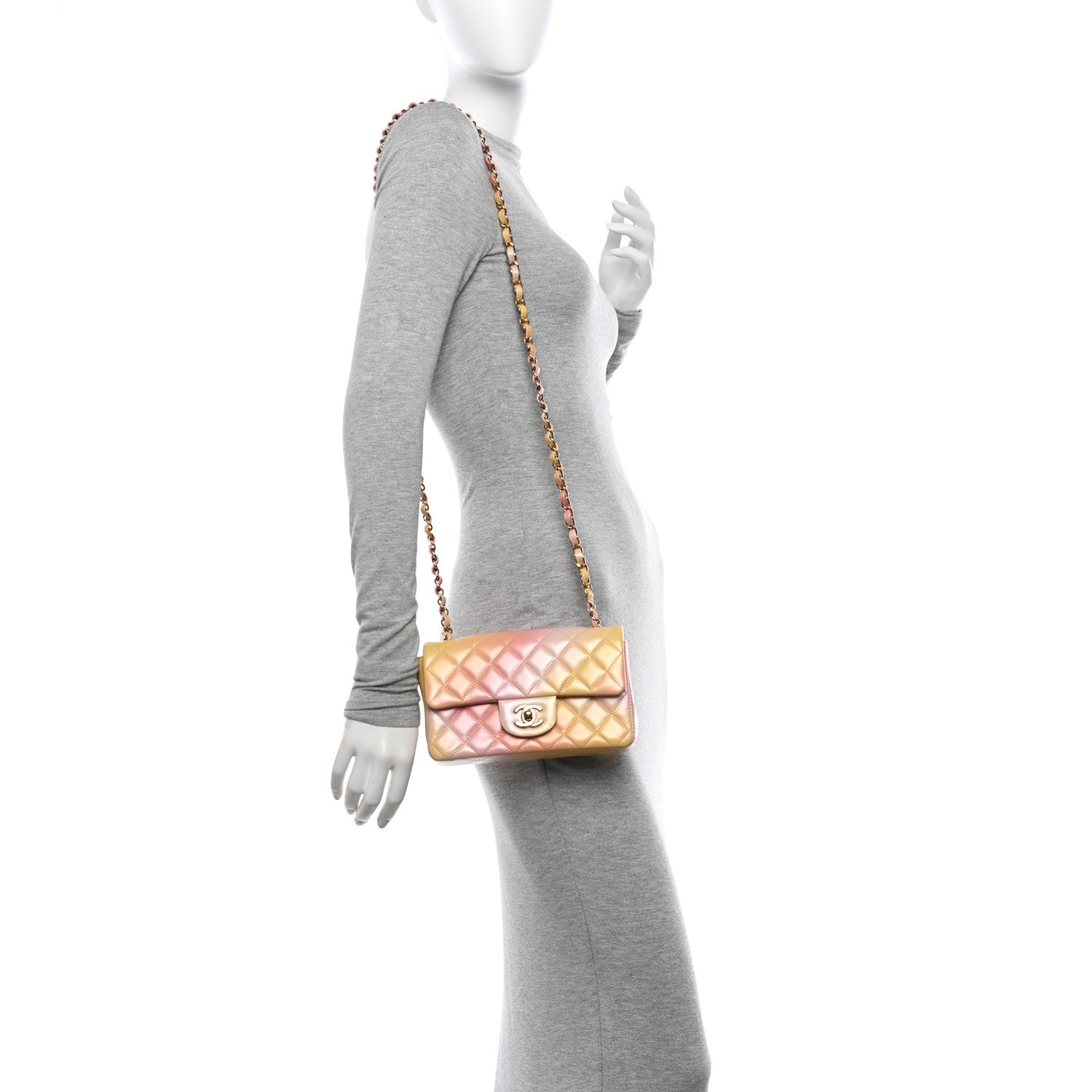 Chanel Lambskin Quilted Tie Dye Ombre Mini Rectangular Flap Yellow Multicolor 2 of 12