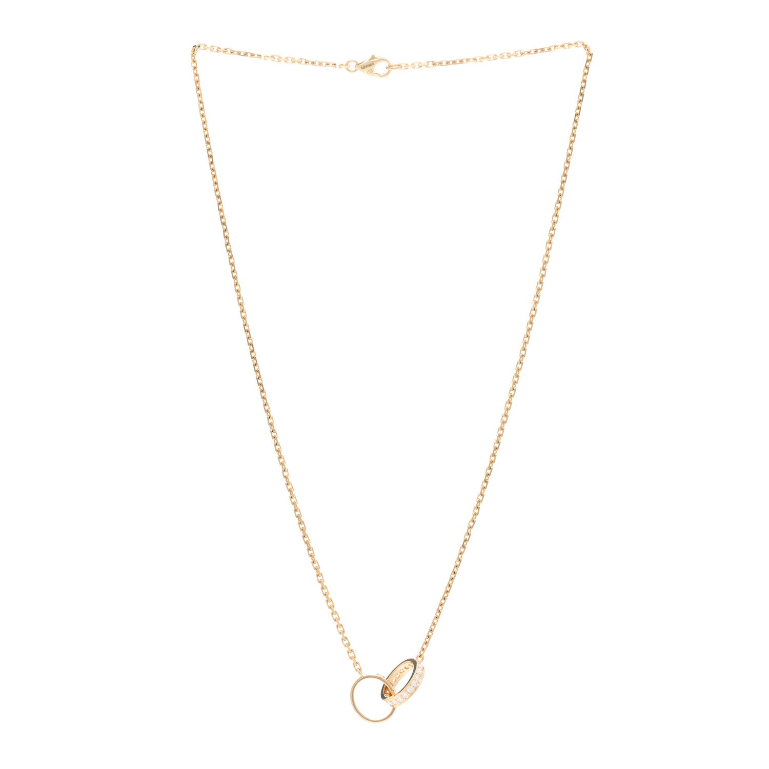 Cartier 18K Yellow Gold Diamond Interlocking LOVE Necklace 3 of 4