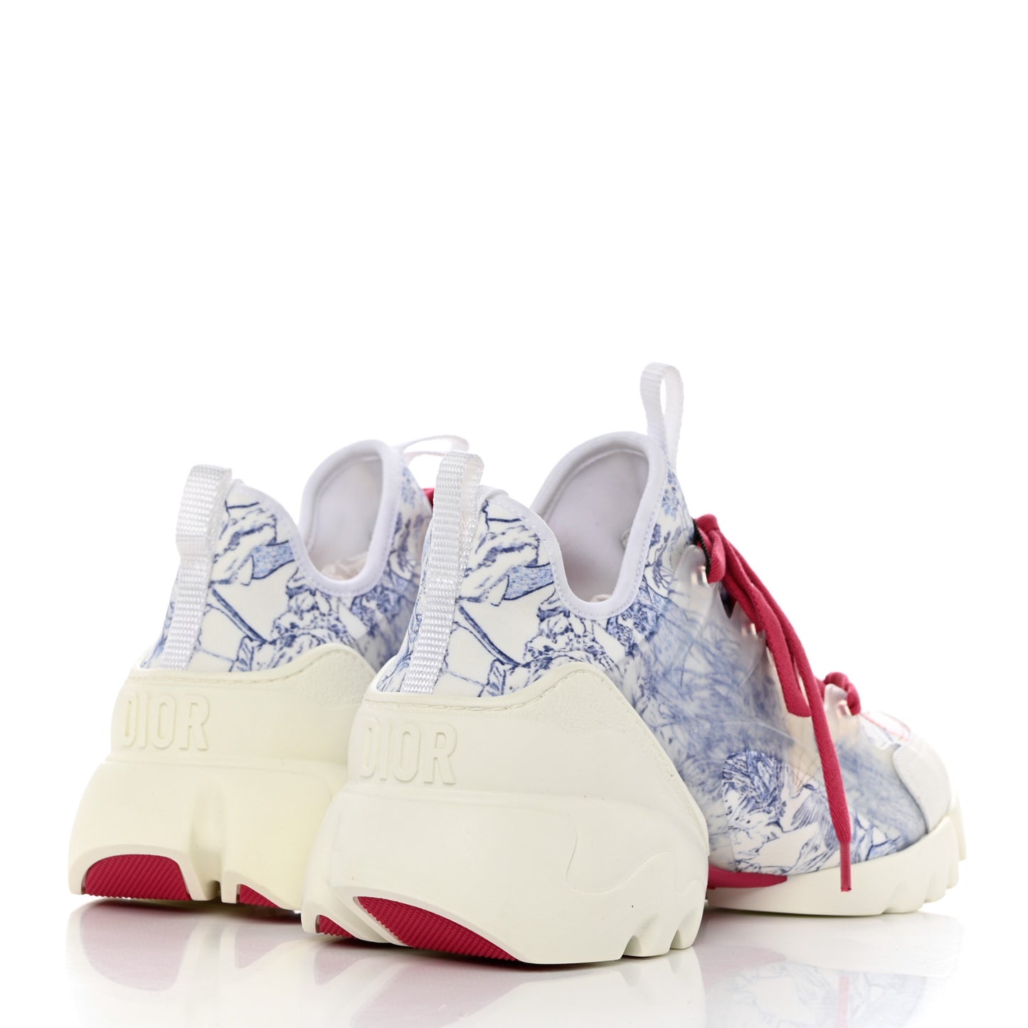 Technical Fabric Dior Around the World Print Womens D-Connect Sneakers 39 Blue Multicolor